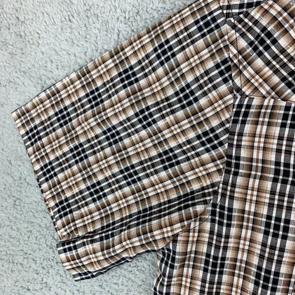 Rustler Wrangler Shirt Mens Large Tan Black Plaid Western Cowboy Pearl Snap Farm - Picture 3 of 12